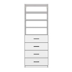 White Melamine 3 Adjustable Shelves 4 Drawer Closet System 84"