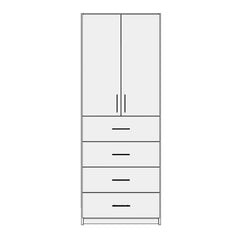 White Melamine 3 Adjustable Shelves With Doors and 4 Drawer Closet System 84"